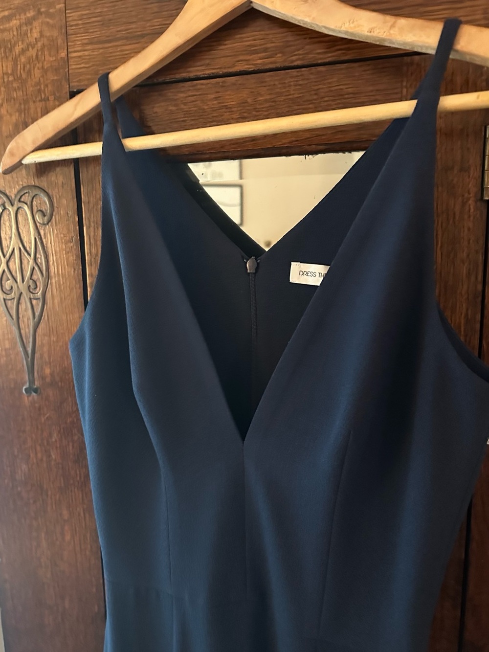 Dress the Population Iris Midnight Blue Elegant V-Neck Slit Evening Gown Size S - Picture 5 of 10
